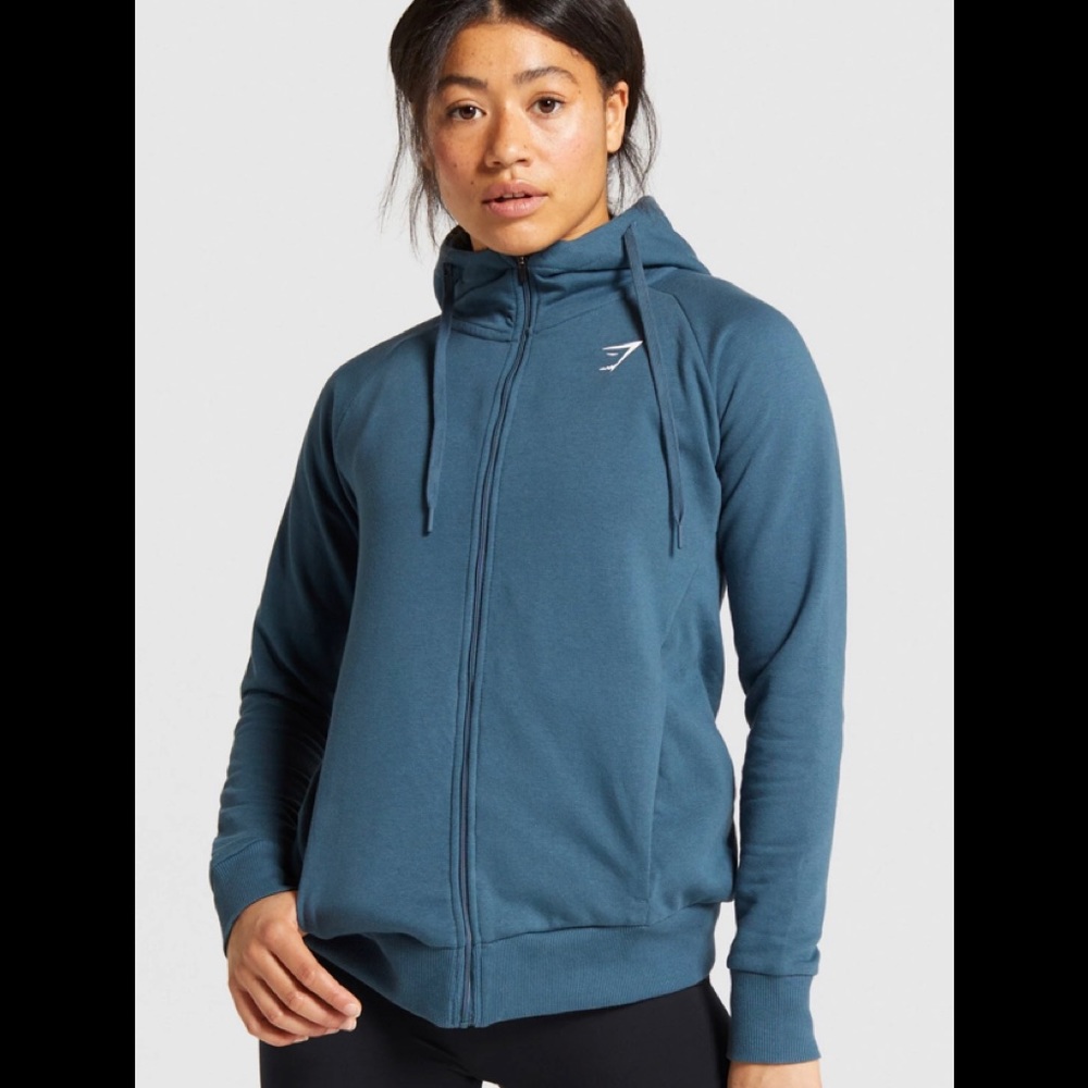 Gymshark teal zip up Training Hoodie Women’s size Med NWT #gym, #warm, #workout
